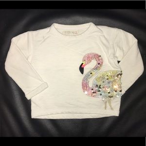 Zara Girls Sequin Flamingo Sweater Size 4
